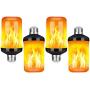 Y- STOP LED Flame Effect Fire Light Bulb, Upgraded 4 Modes Flickering Fire Christmas Decorations Lights, E26 Base Flame Bulb with Upside Down Effect (Black, 4 Pack)