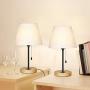 HAITRAL Wooden Table Lamp - Vintage Bedside Lamps Set of 2 with Wooden Base, Small Nightstand Lamps for Bedroom, Living Room, Office HAITRAL Wooden Table Lamp - Vintage Bedside Lamps Set of 2 with Wooden Base, Small Nightstand Lamps for Bedroom, Living Room, Office