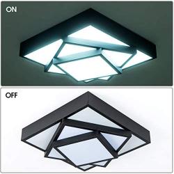 Modern Black Ceiling Lighting Fixture, 30W Flush Mount Black 6500K (Cool White) Square Classic Modern Metal LED Square Ceiling Lamp for Living Room Kitchen Dining Room