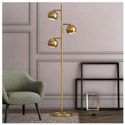 PLLP Novelty Lamps,Floor Lamp Led Brass 3 Head Lamp Modern Creative Sofa Lamp Study Room Reading Lamp Bedroom Bedside Vertical Table Lamp,Foot Switch