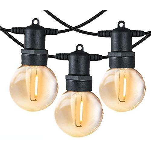 LED Outdoor String Lights, Outdoor Patio Lights, Shineled Waterproof IP64 Commercial Connectable Porch Lights with 12 G40 Globe Plastic Bulbs (2 Spare) for Patio, Backyard, Garden, Bistro, Café (25FT)