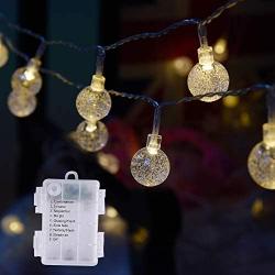 Battery Operated Globe Fairy String Lights, 33.95ft 50 LED Crystal Warm White String Lights, Suitable for Indoor/Outdoor, Christmas, Party, Wedding Decorative Lights