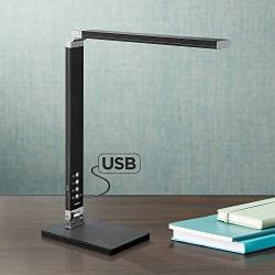 Jett Modern Desk Table Lamp 16 1/2'' High with USB Charging Port and Nightlight LED Black Aluminum Touch On Off Dimmer for Bedroom Bedside Office - 360 Lighting