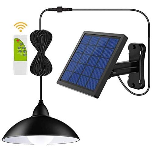Solar Lights Outdoor, LOZAYI IP65 Waterproof Solar Light,Remote Control 16.4Ft Cord LED Shed Light Pendant Light with Adjustable Solar Panel for Garden Patio Home Decorate-Cool White