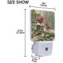 Vdsrup Winter Cardinal Birds Night Light Set of 2 Holly Berry Branches Snow Plug-in LED Nightlights Christmas Decorations Auto Dusk-to-Dawn Sensor Lamp for Bedroom Bathroom Kitchen Hallway Stairs