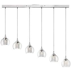 Encircled Crystal Chrome Large Multi Light Linear Pendant Chandelier 45 1/4'' Wide Modern Crystal Bead Clear Glass Shades 6-Light Fixture for Kitchen Island Dining Room - Possini Euro Design