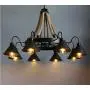 8-Light Retro Chandelier, Farmhouse Wrought Iron Rustic Hemp Rope Pendant Light Chandelier, Adjustion Chain E26 Lamp Socket Vintage Ceiling Fixture for Dining Table Kitchen Island Bar