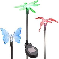 Solpex Solar Garden Stake Lights,3 Pack Bird Decorative Light,Christmas Solar Garden Lights,Multi-Color Changing LED Solar Landscape Decorative Lights for Patio,Garden,Pathway,Lawn