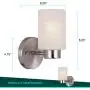 Wall Decor Light Fixture Bathroom Vanity, Living Room Decor, Modern Home Decor, Bathroom Light fixtures, Pack of 2, Brushed Nickel Finish and Frosted Seeded Glass,