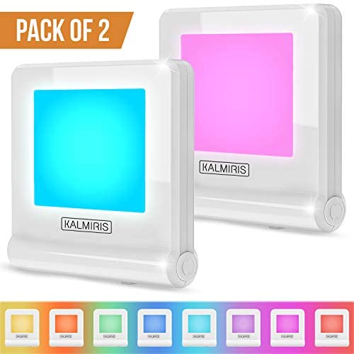 KALMIRIS Night Lights Plug Into Wall - RGB Color Changing Nightlight for Children - Cool Boys and Girls Night Lights for Bedroom - Safe Toddler and Kids Night Light Plug in with Dusk to Dawn Sensor