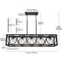 TODOLUZ Black Finish 5-Light Farmhouse Chandelier with Globular Seeded Glass Rectangle Kitchen Island Lighting Fixture for Dining Room Pool Table