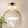 Tangkula Vintage 2 Light Vanity Wall Light, Bubbled Glass Wall Sconce, Industrial Bathroom Vanity Light with Globe Glass Shade, Wall Lamp Fixtures for Bathroom Hallway Living Room Bedroom (2-Light)