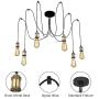 KARMIQI 6 Lights Industrial Chandelier Hanging Pendant Lighting, Adjustable Spider Ceiling Lighting Fixtures for Living Room Dining Bedroom Hall Hotel- Black