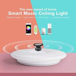 OFFDARKS Smart Ceiling Light Flush Mount Ceiling Light Fixture Support WiFi/Alexa/Google Home 12inch 36W(3000LM) with Bluetooth Speaker Music for Living Room Bedroom Remote APP Control