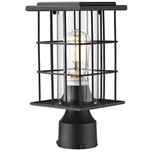 FEMILA Outdoor Post Light Fixture, Exterior Pole Lantern, Waterproof Matte Black Pillar Light with Clear Glass Shade, 4FY40P BK