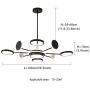 FangYanMei LED Chandelier Modern Acrylic Ceiling Lights Black Metal Lighting, Close to Ceiling Light Nordic Restaurant LED Pendant Lights Lamp Used for Living Room Bedroom Dining Room Lighting