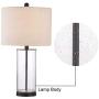 Maxax Table Lamps Set of 2 Glass Nightstand Lamp with Oatmeal Fabric Shade for Living Room Bedroom,Black Finish