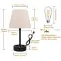 USB Bedside Table Lamp with Outlet, 3-Way Touch Control Dimmable Bedroom Lamp, Set of 2 Bedside Nightstand Lamps Fabric Shade for Bedroom Living Room Office, E26 LED Bulb Included