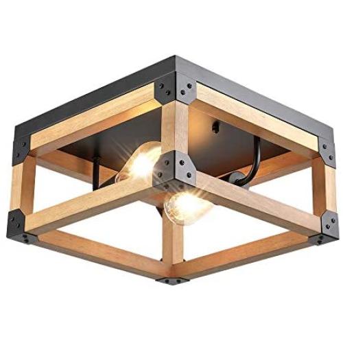 Maxax Flush Mount Ceiling Light Farmhouse Flush Mount Close to Ceiling Lamp 2-Light for Kitchen Island Dining Room Bedroom Foyer Hallway
