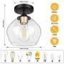 Industrial Semi Flush Mount Ceiling Light with Clear Glass Shade, Vintage Close to Ceiling Light, Farmhouse Hanging Ceiling Light Fixture for Hallway, Dining Room, Bedroom, Entryway, Cafe, Bar, Foyer