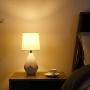 White Ceramic Small Table Lamp - Modern Bedside Desk Lamps for Living Room Bedroom Study