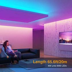 Onforu 65.6ft LED Strip Light, 5050 RGB Dimmable LED Light Strip, Color Changing LED Tape Light, 20m Multi Colored Rope Light with Remote and 24V Power Supply for Bedroom, Party, Living Room