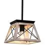 Rustic Flush Mounted Ceiling Light Fixture Modern Farmhouse Pendant Chandeliers Metal Wood Island Lamp E26 Bulbs, 1 Socket,Pendent