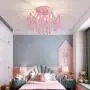 Q&S Mini Chandelier Crystal,Pink Chandelier, Small Crystal Ceiling Light Fixture Bedroom Bathroom Closet,3 Lights G9 W12''