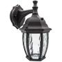 Maxxima LED Outdoor Wall Light, Black w/Clear Water Glass, Photocell Sensor, 580 Lumens, 3000K Warm White, Dusk to Dawn Light Sensor