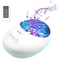 Lucky Stone Ocean Wave Night light Projector with Bluetooth Speaker 5.0 music function 8 Colors Changing LED Light Built-in Music Player 2/4 Hours Timer Bedroom Ocen Wave Night Light Projector (white)