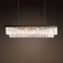 Moooni Industrial Rectangle Crystal Chandelier Vintage Rectangular Pendant Lighting Fixtrue for Dining Room Kitchen Island Farmhouse Dining Room Black 6 Lights L 47''x W 10'' x H 10''