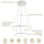 ROYAL PEARL Modern Pendant Lighting Adjustable 2 Rings Hanging Chandelier Lighting for Kitchen Island Living Dining Room Bedroom Warm White 3000K 36W