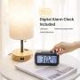 Table Lamp, Bedside Lamp with USB Port and Outlet, Nightstand Lamps for Bedrooms, Table Lamps for Bedroom with Digital Alarm Clock (Bulb Included)