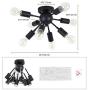 Modern 8-Light Sputnik Ceiling Light Chandelier Vintage Semi Flush Mount Ceiling Light Fixture for Kitchen Bar Living Room, Matte Black
