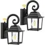 2-Pack Dusk to Dawn Outdoor Wall Lantern, 100% Anti-Rust Aluminum, Exterior Light Fixture Wall Mount, Waterproof Porch Light, Matte Black Wall Sconce with Clear Glass for Doorway, Bulbs not Included