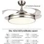 Southerns Lighting 42 inch Modern Simple Invisible Ceiling Fan with 3 Changing LED Lights and Remote Control 4 Reversible Blade Retractable Ceiling Fan with Chandelier Light for Dining Room Living Room Indoor Bedroom Ceiling Fans with Lights (Chrome-06)