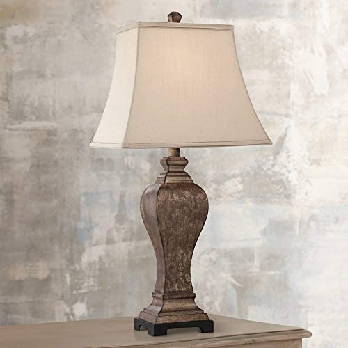 Edgar Traditional Table Lamp Bronze Square Urn Geneva Taupe Rectangular Shade for Living Room Family Bedroom Bedside - Regency Hill Edgar Traditional Table Lamp Bronze Square Urn Geneva Taupe Rectangular Shade for Living Room Family Bedroom Bedside - Regency Hill