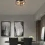 Tangkula Semi Flush Mount Ceiling Light, 3-Light Industrial Style Rustic Ceiling Light Fixture with Iron Metal Cage Lampshade, Vintage Ceiling Lighting Lamp for Home Kitchen Entryway Dining Room