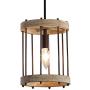 Wood and Metal Chandelier Square 1-Light Adjustable Height Ceiling Pendant Light Dining Room Lighting Fixtures Hanging，Living Room Light ,Kitchen Chandelier UL Listed