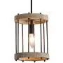 Wood and Metal Chandelier Square 1-Light Adjustable Height Ceiling Pendant Light Dining Room Lighting Fixtures Hanging，Living Room Light ,Kitchen Chandelier UL Listed