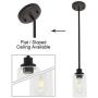MELUCEE 1-Light Glass Pendant Light Industrial Edison Style Oil Rubbed Bronze Finish, Kitchen Island Lighting Hanging Lamp for Dining Room Sink Bedroom