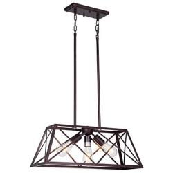 Doowin Linear Chandelier, 3-Light Farmhouse Dining Room Lighting Fixtures, Dining Chandelier, Oil Rubbed Bronze Finish Rectangle Chandelier