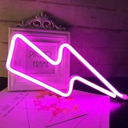 LDGJ Neon Light Lightning Pink Bolt Led Neon Sign Wall Light Battery and USB Operated Neon Lights Pink Lightning Neon Signs Light up for The Home,Kids Room,Bar,Party,Christmas,Wedding