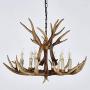 HUITICO Antler Chandelier 6 Light Vintage Style Resin 28'' Large Faux Chandeliers American Countryside Deer Horn Lamps for Living Room, Bar, Cafe, Kitchen, Dining Room