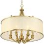 Sydney Warm Antique Brass Drum Pendant Chandelier 25'' Wide Modern Clear Gold Organza Shade 6-Light Fixture for Dining Room House Island Entryway Bedroom Living Room - Possini Euro Design