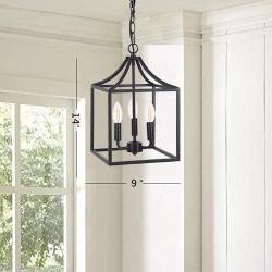 Houzlamod Marden 3-Light Chandelier, Industrial Style Lighting for Entryway,Hallway and Dining Room - Matte Black Finish