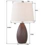 Maxax Ceramic Table Lamps Set of 2 Nightstand Lamps with Oatmeal Shade Bedside Desk Lamps for Bedroom, Living Room, Office, Brown Finish