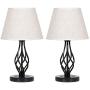 Traditional Table Lamps Set of 2 Classic Design Nightstand Table Lamps Set for Bedroom Living Room Family Bedside Lamp with Creative Hollow Out Pole and Marble Base
