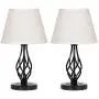 Traditional Table Lamps Set of 2 Classic Design Nightstand Table Lamps Set for Bedroom Living Room Family Bedside Lamp with Creative Hollow Out Pole and Marble Base