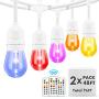 96FT RGB String Lights White Cord, Pergola Lights, Linkable & Extendable, Commercial Light String for Christmas, Halloween, Wedding Lights for Party, 2-Pack (48FT for Each)